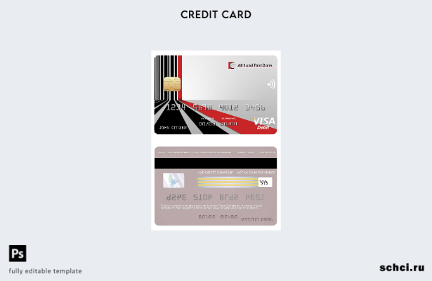 скачать в цифровом формате Шаблон карты Visa для банка Cameroon Afriland First